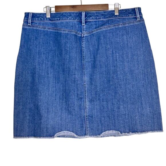 Talbots Denim Coastal Cowgirl Preppy Skirt Raw Fringe Hem Sexy Cottage Size 18 - Picture 3 of 6